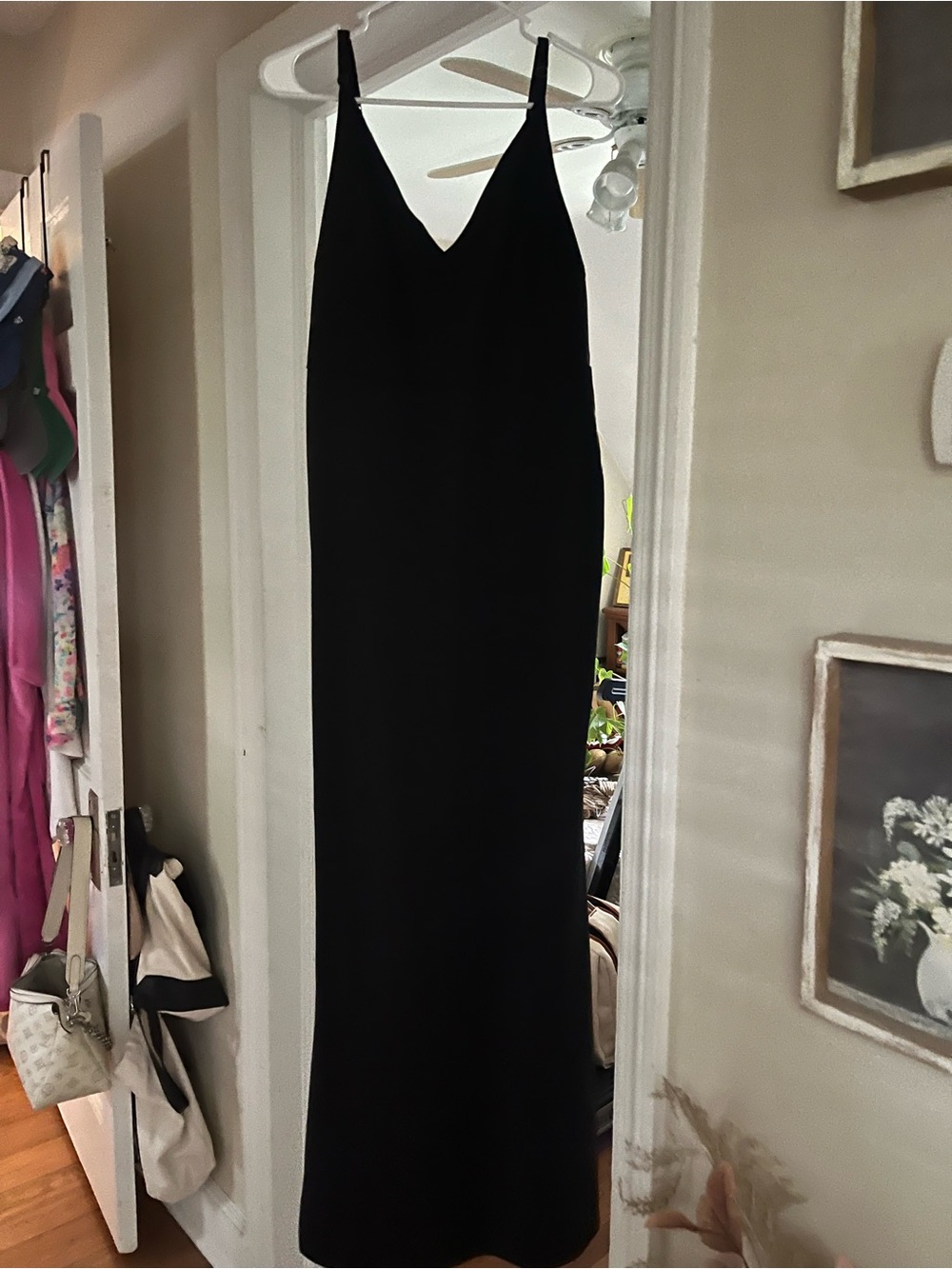 Halara Classic Black Slip Dress with V-Neck